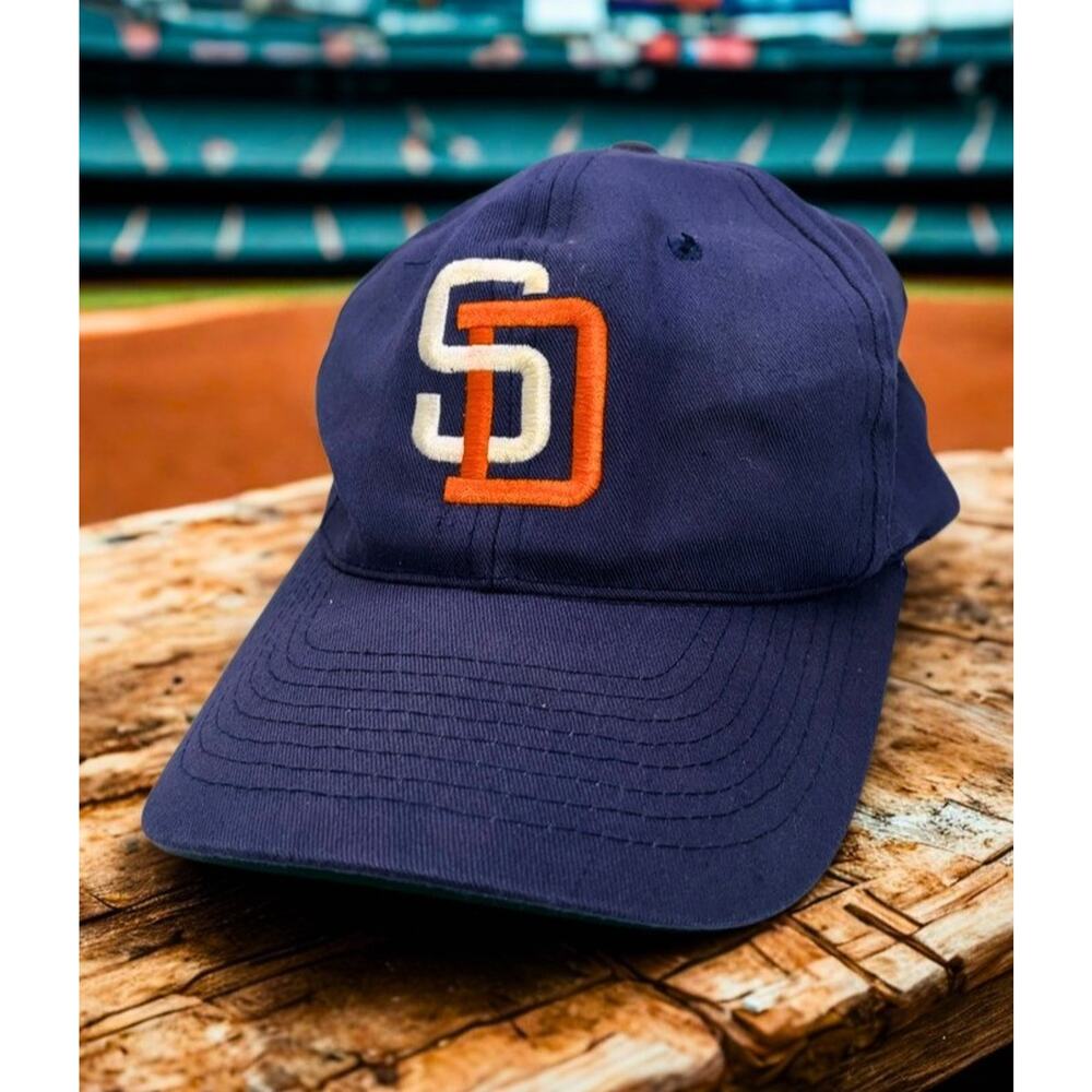 San Diego Padres Snapback Hat Twins Enterprise MLB Navy SD Logo Cap Vintage